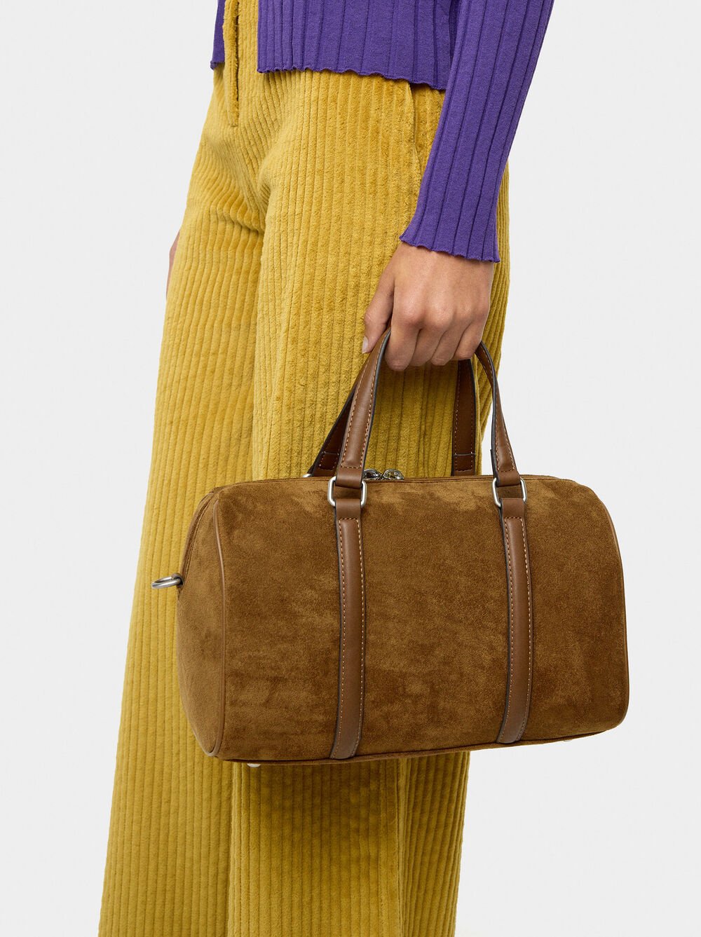 Bowling bag with suede effect