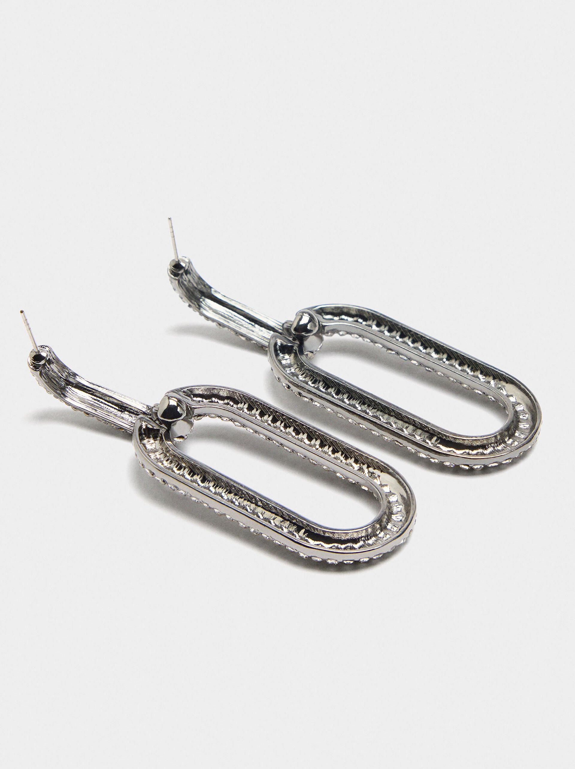 Long hoop earrings with crystals image number 3.0