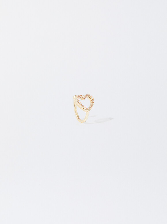 Golden Ear Cuff With Zirconia, Golden, hi-res
