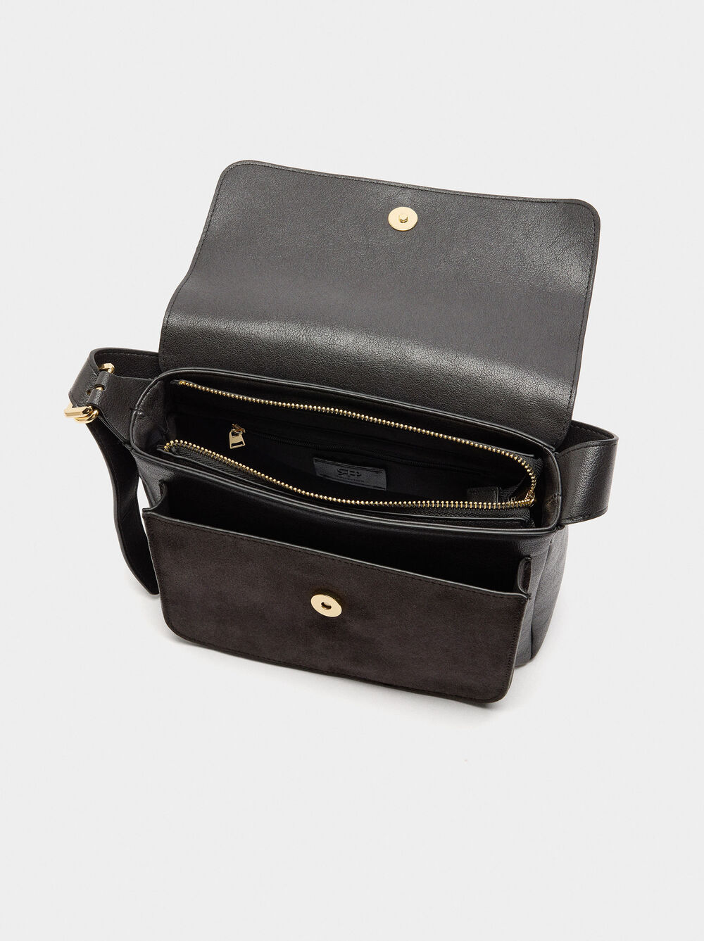 Crossbody bag with leather details