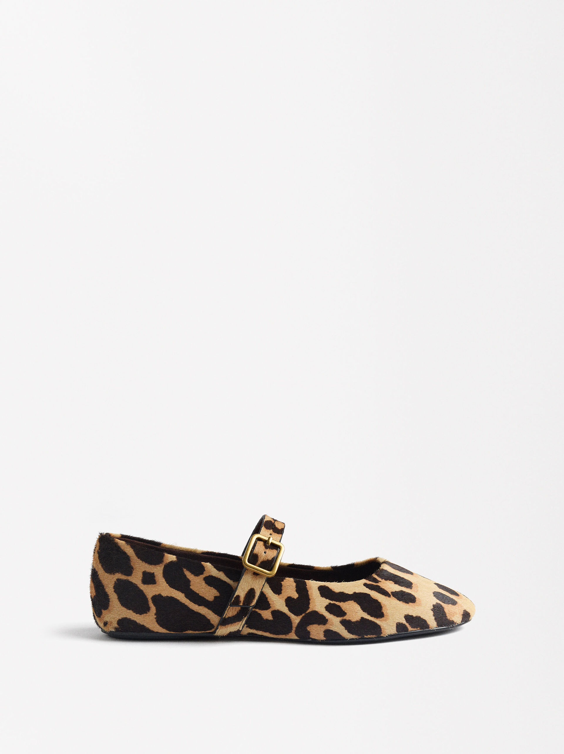 Leather ballerinas with leopard print image number 1.0