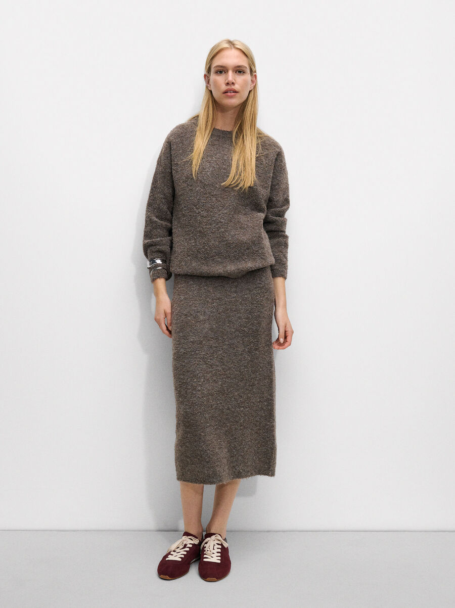 Midi skirt with wool blend