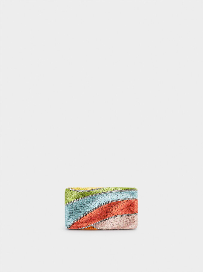 Beaded Party Clutch, Coral, hi-res