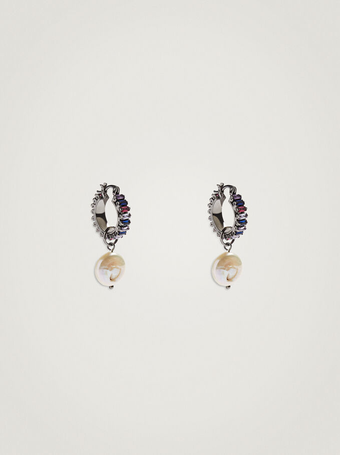 Earrings With Fresh Water Pearl, Multicolor, hi-res