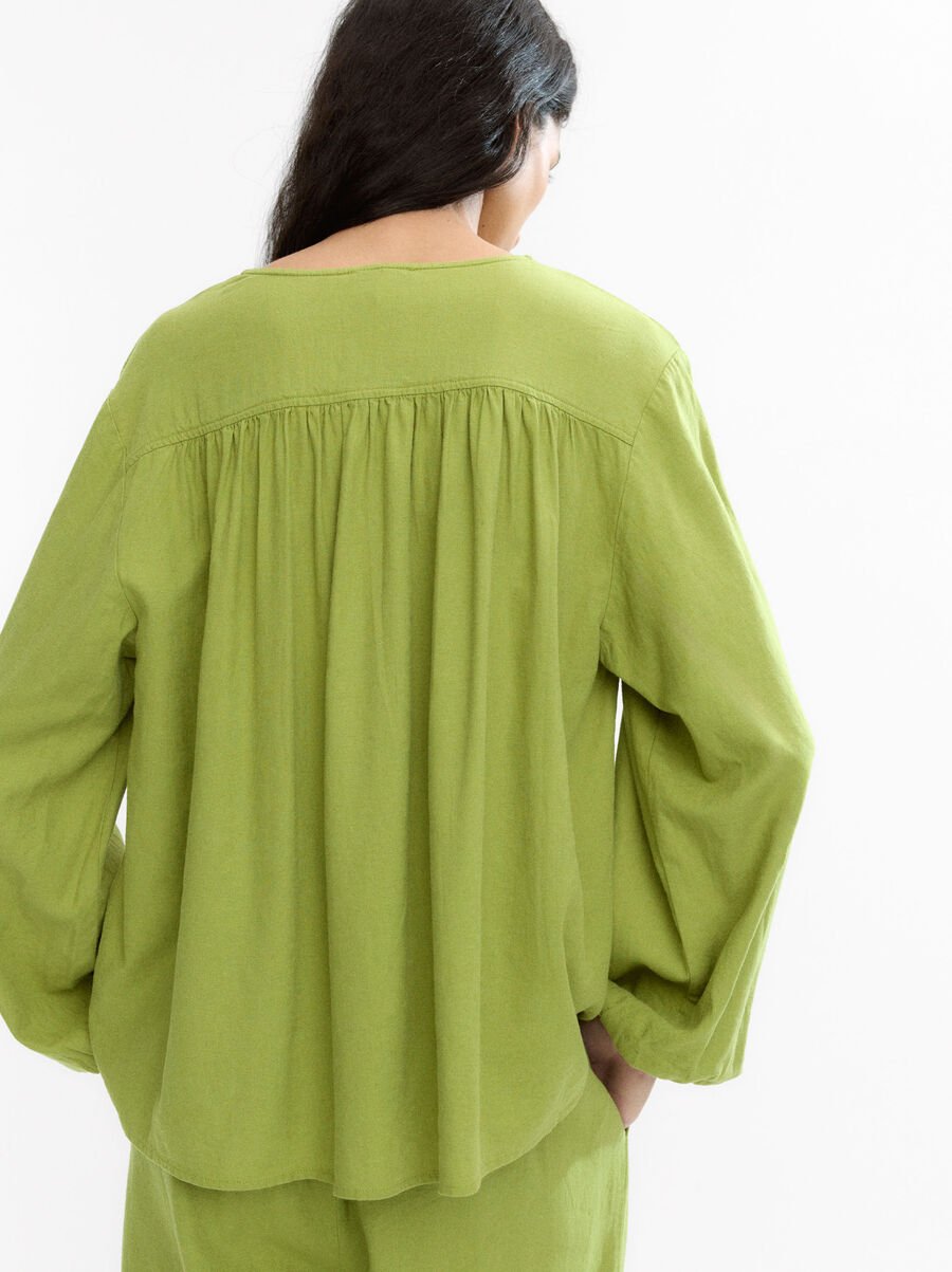 Bluse aus Leinen mit langen Ärmeln