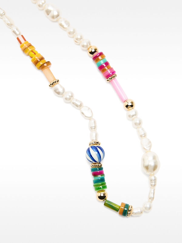 Multicoloured glass bead necklace
