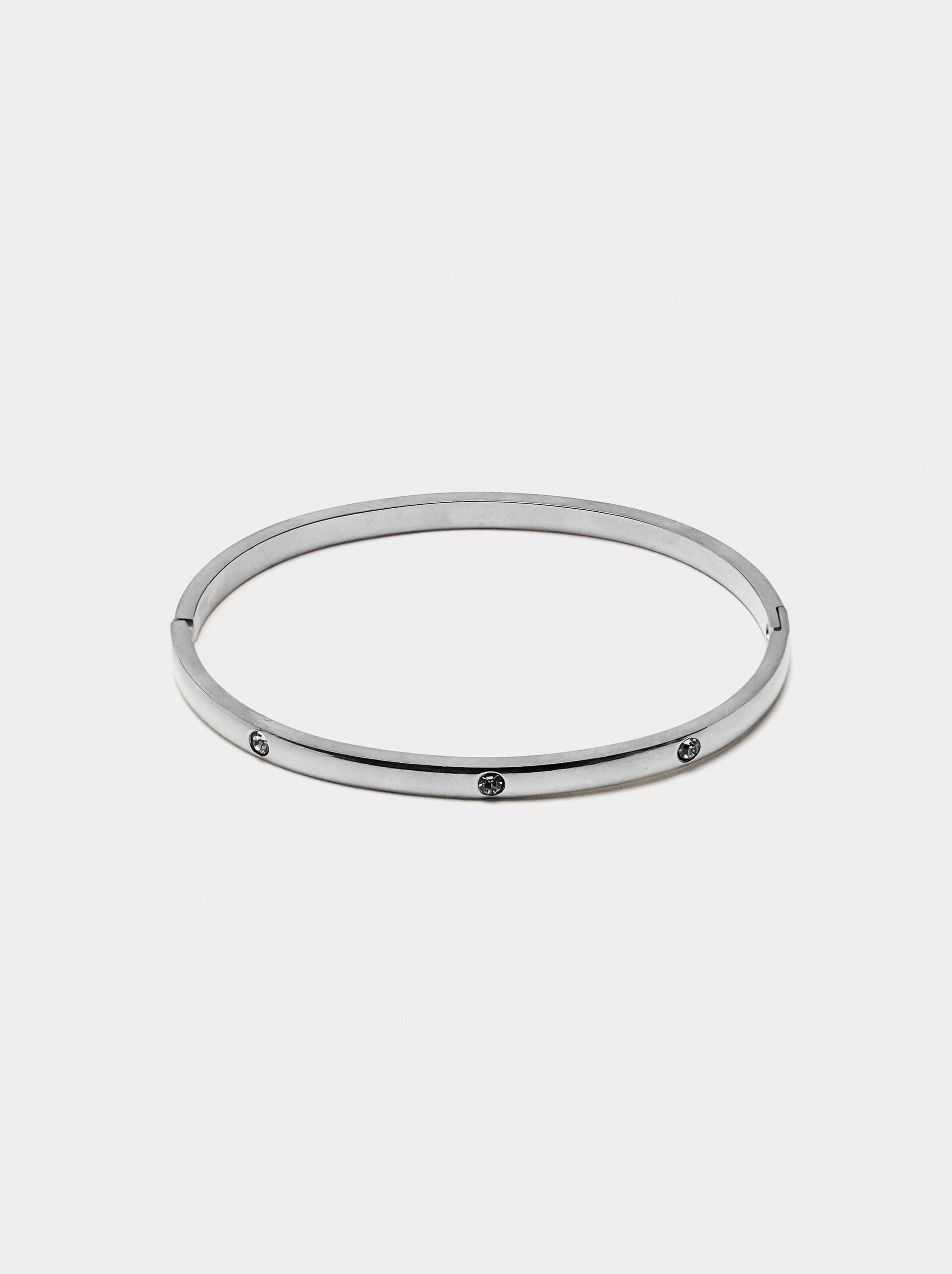 Pulsera rígida con cristales - acero inoxidable image number 0.0