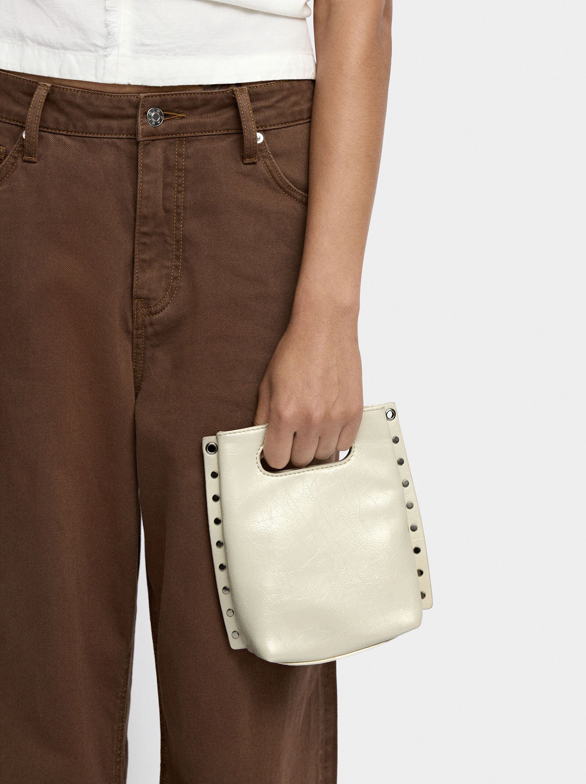 Bolso tote con efecto craquelado image number 1.0