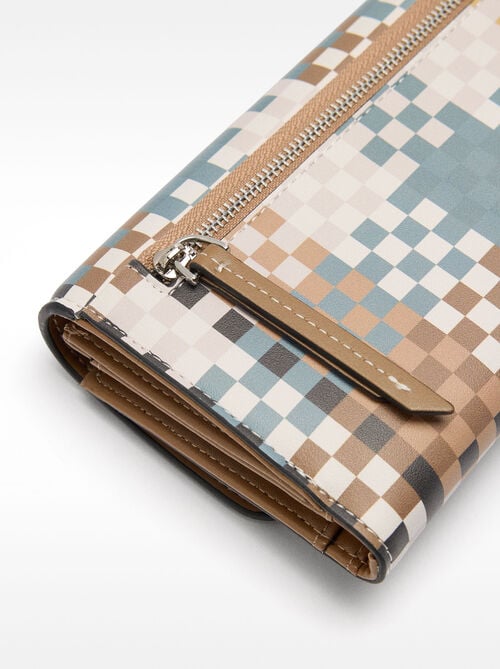Cartera estampada cuadrados L