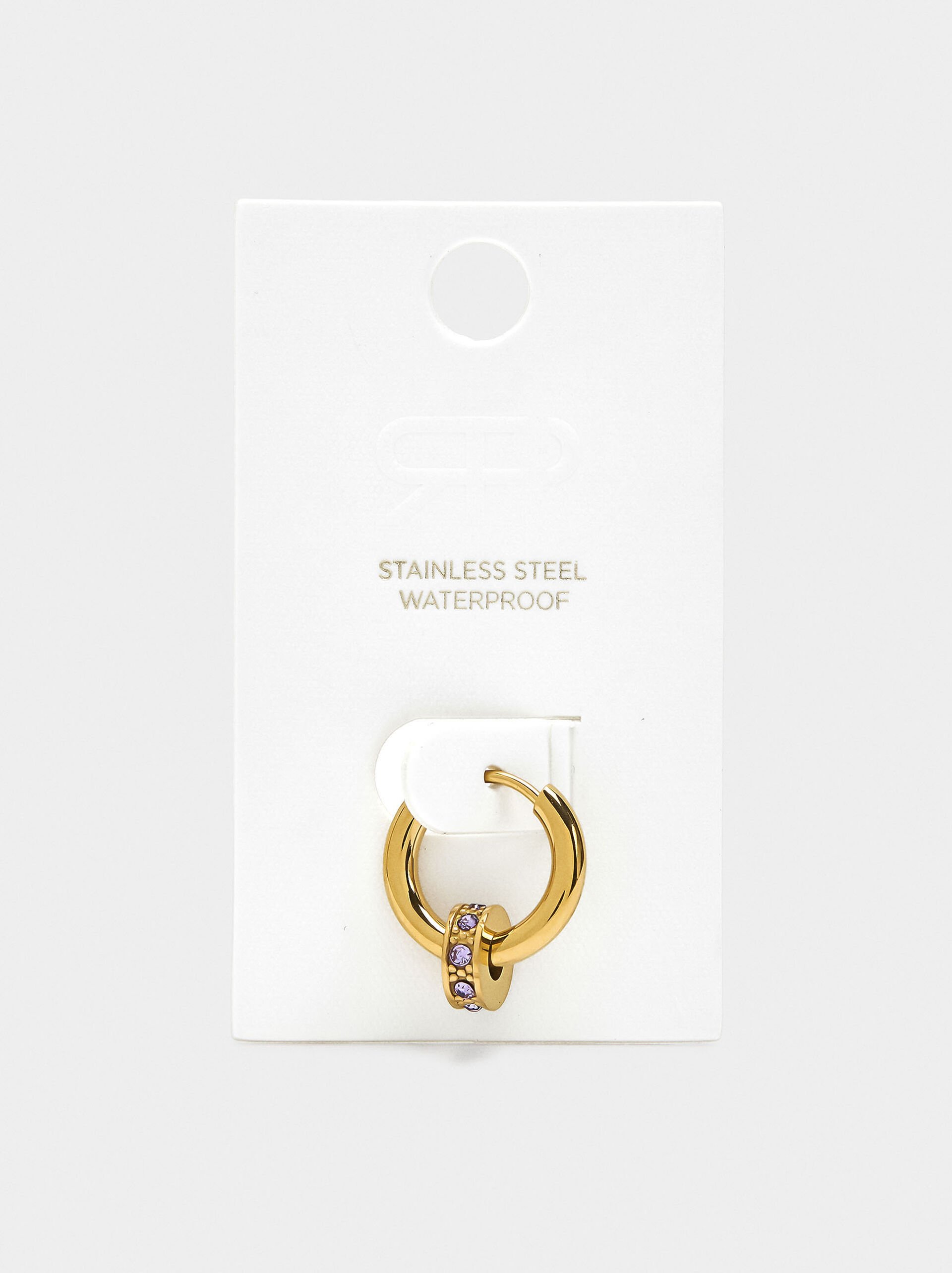 Individual hoop with crystals - stainless steel image number 2.0