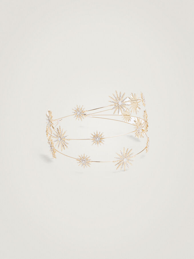Aliceband With Stars And Strass, Golden, hi-res