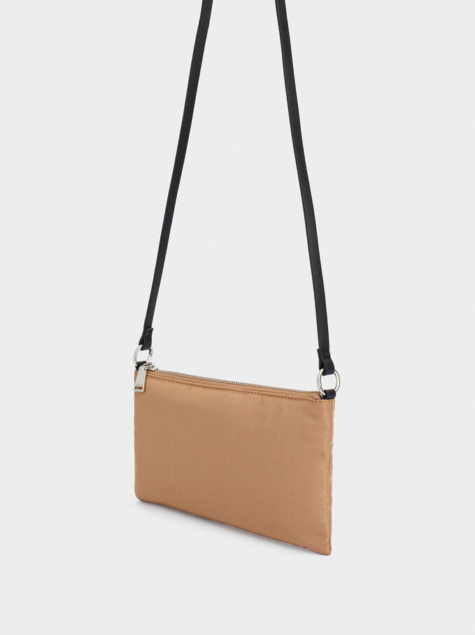 Nylon Shoulder Bag With Double Handle, Camel, hi-res
