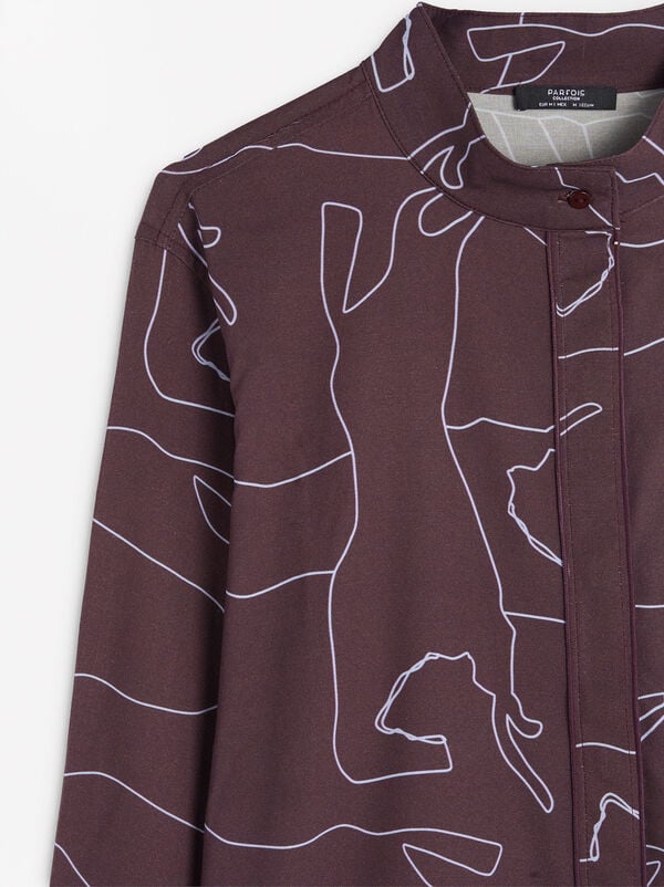 Printed shirt with mandarin collar