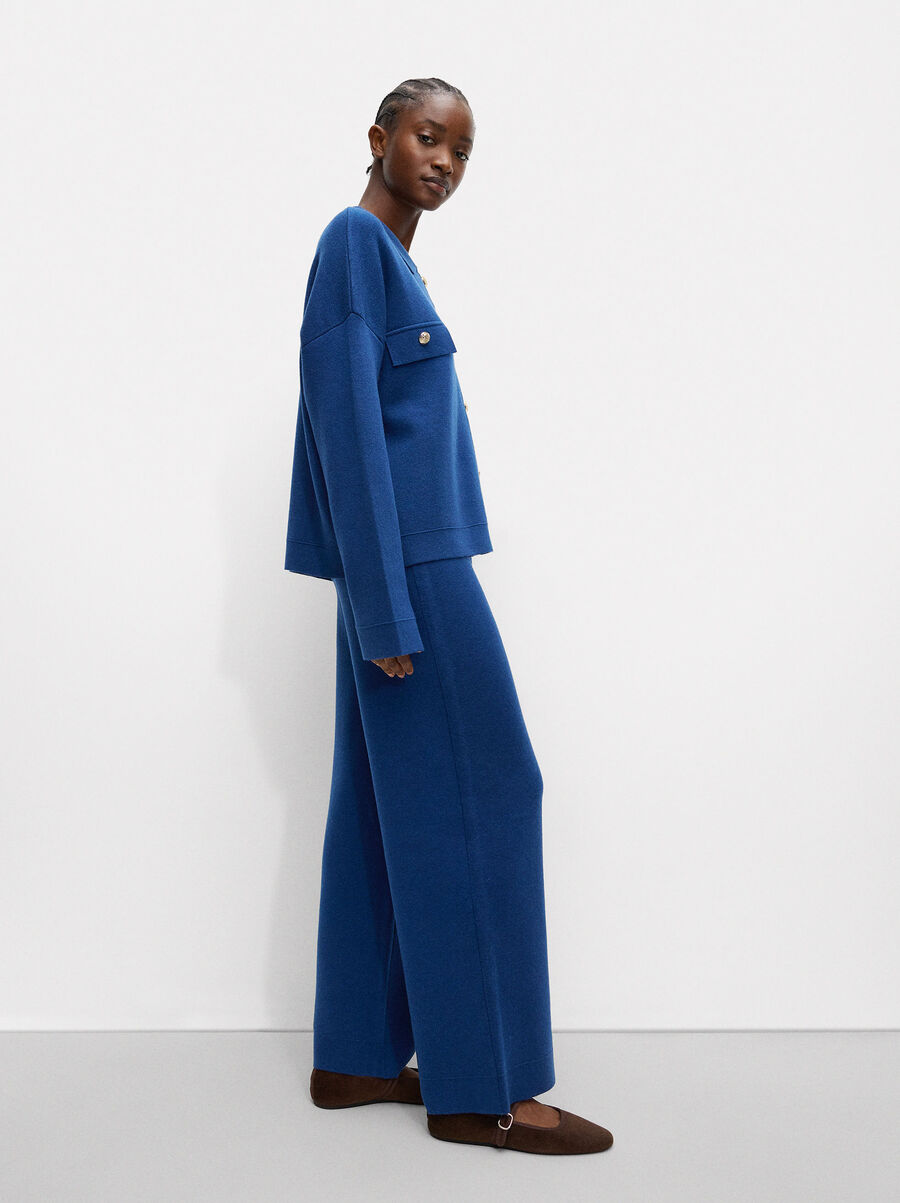 Trousers with wool and elastic waistband