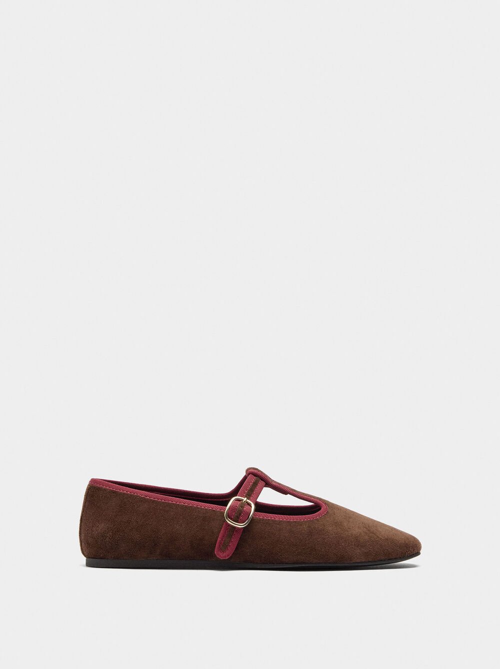 T-bar ballet flats with soft texture