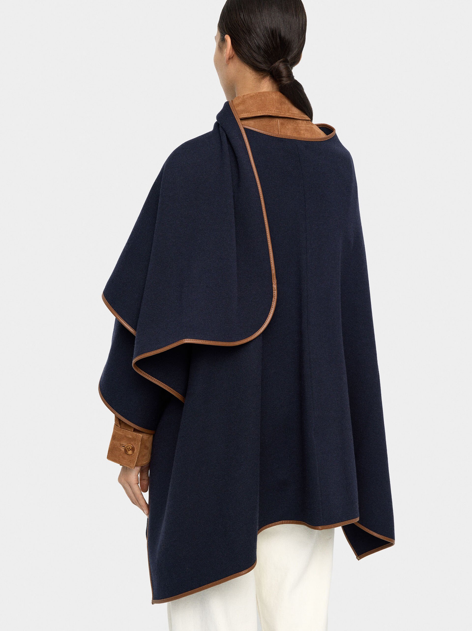 Knit poncho with seam detail image number 2.0