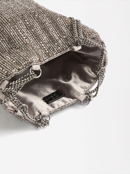Bolso de fiesta con abalorios y flecos