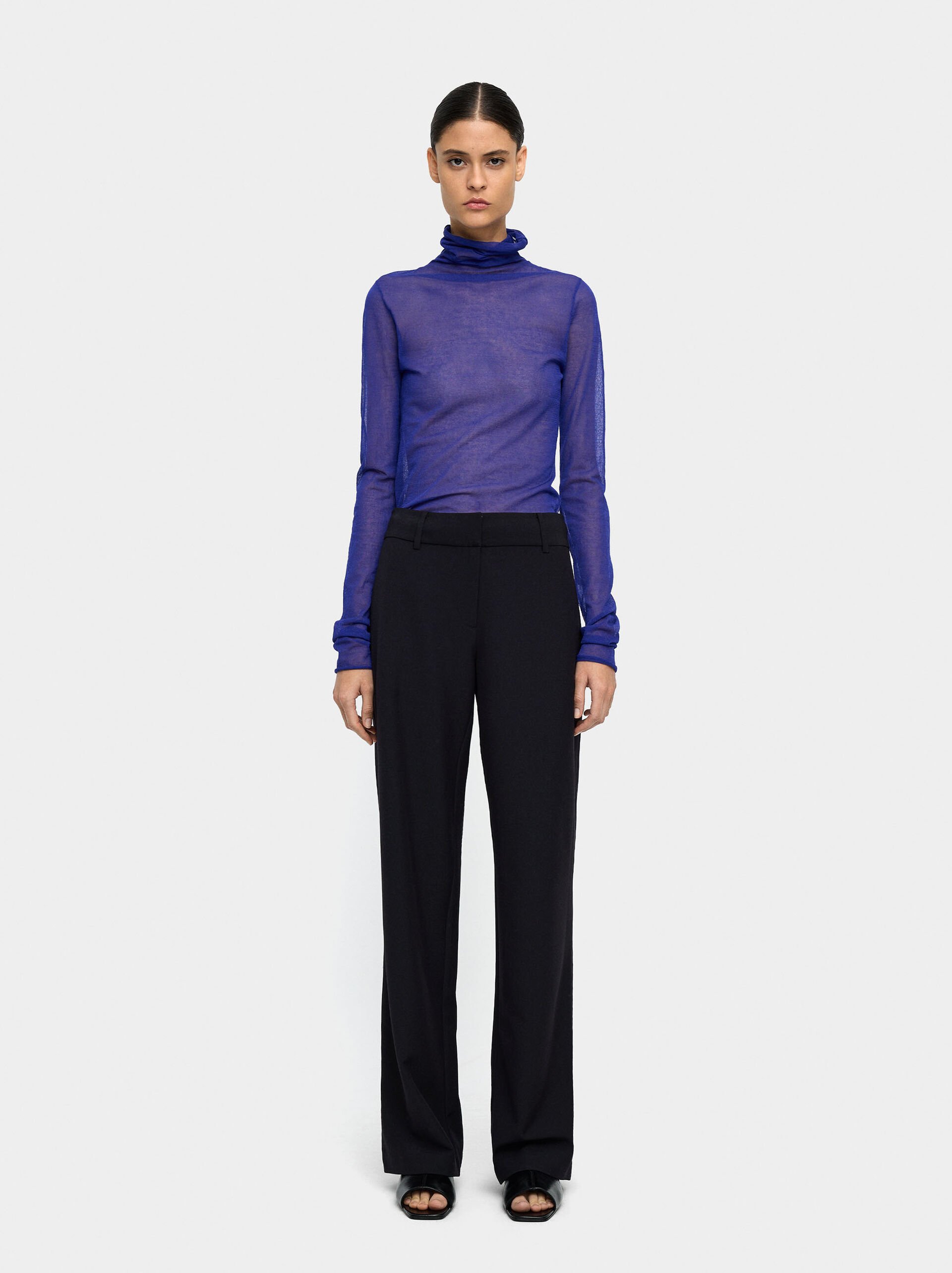 Straight trousers with mid-rise waist image number 1.0