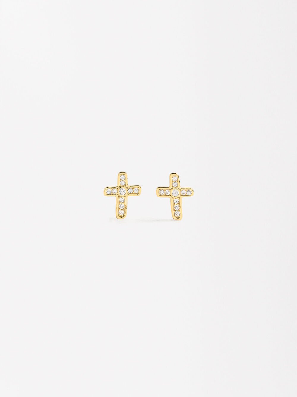 Cross zirconia earrings - 925 sterling silver