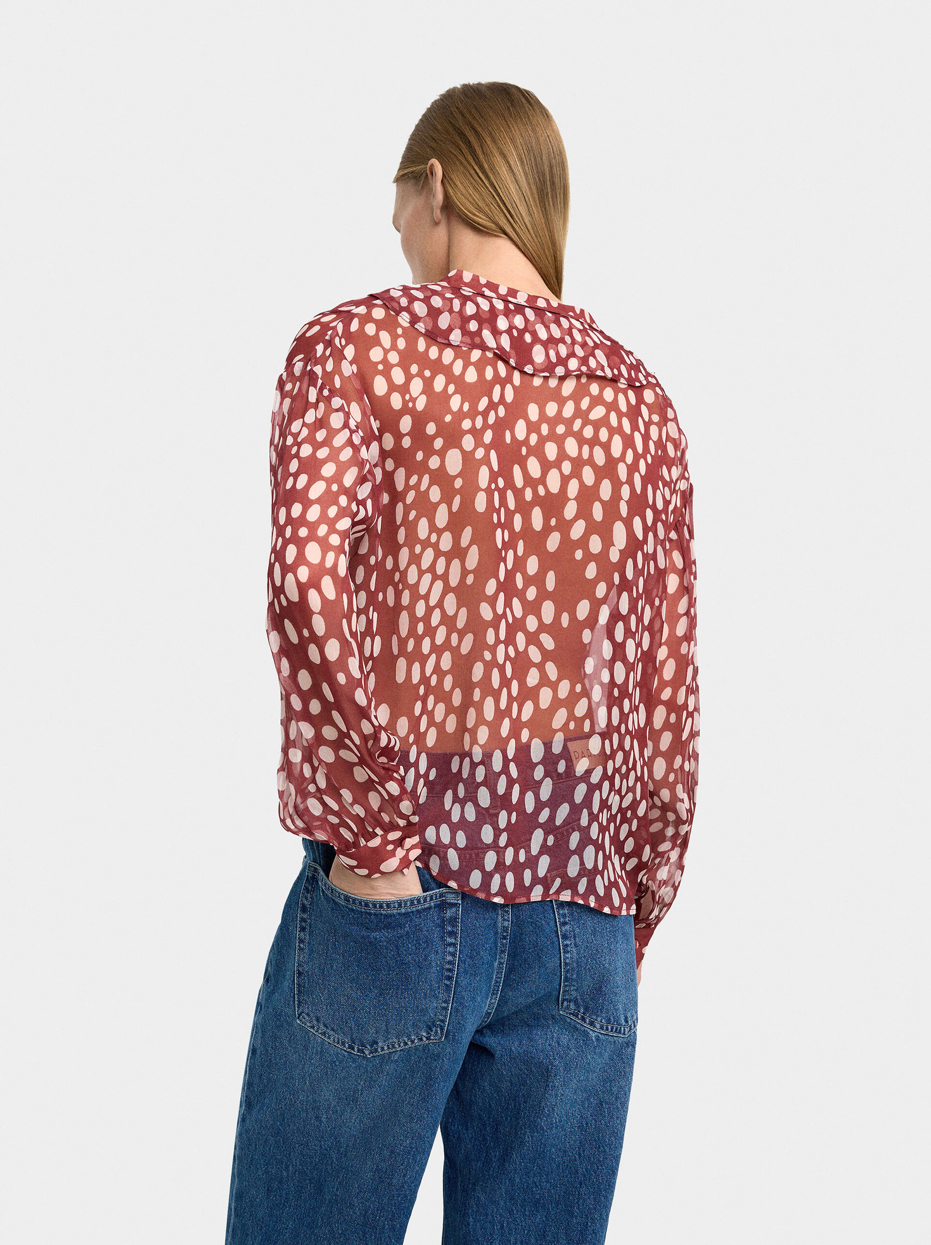 Blouse with semi-transparent print image number 3.0