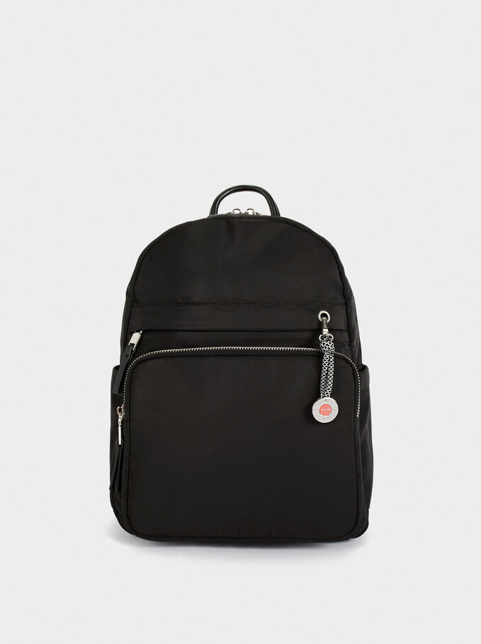 Nylon Backpack With Outside Pockets, , hi-res