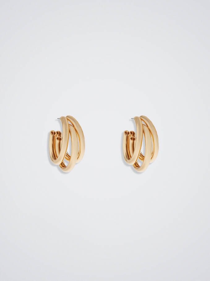Golden Hoop Earrings, Golden, hi-res