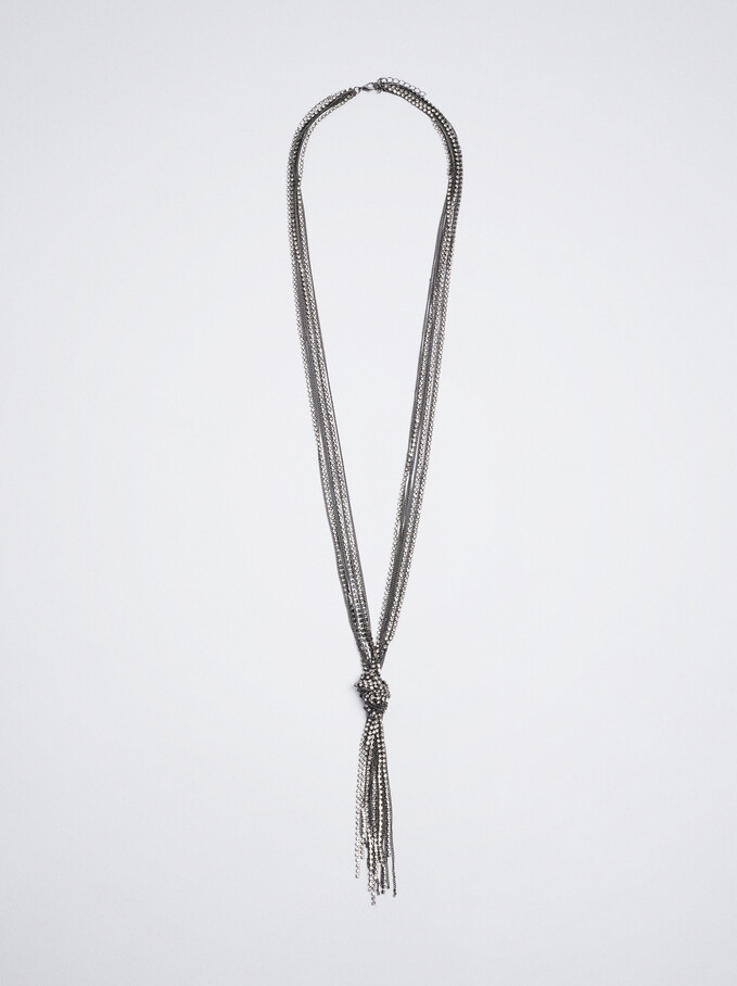 Necklace With Crystals, Black, hi-res