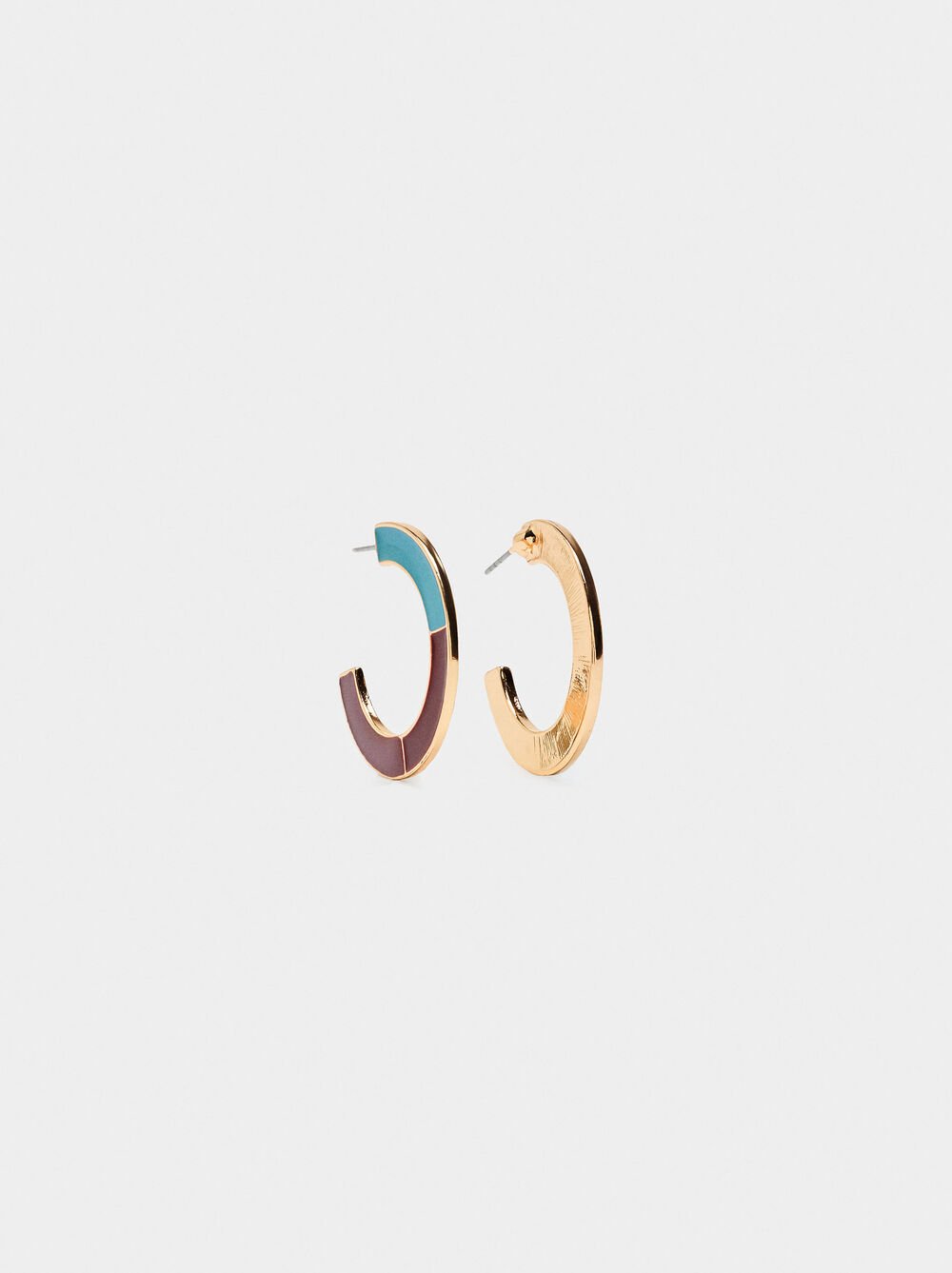 Open hoop earrings with enamel
