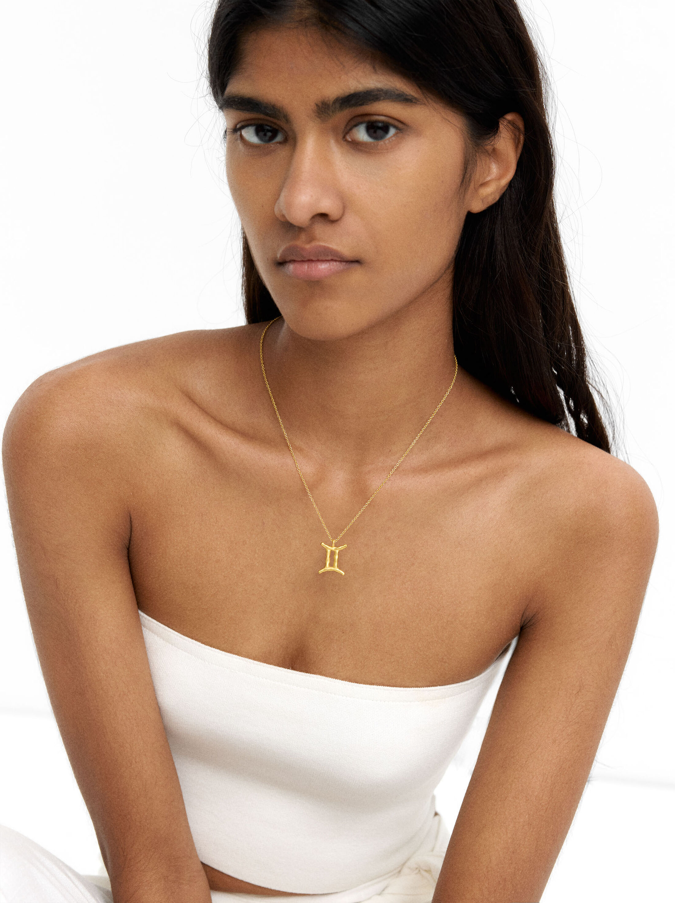 GEMINI zodiac necklace 18k gold plated image number 1.0