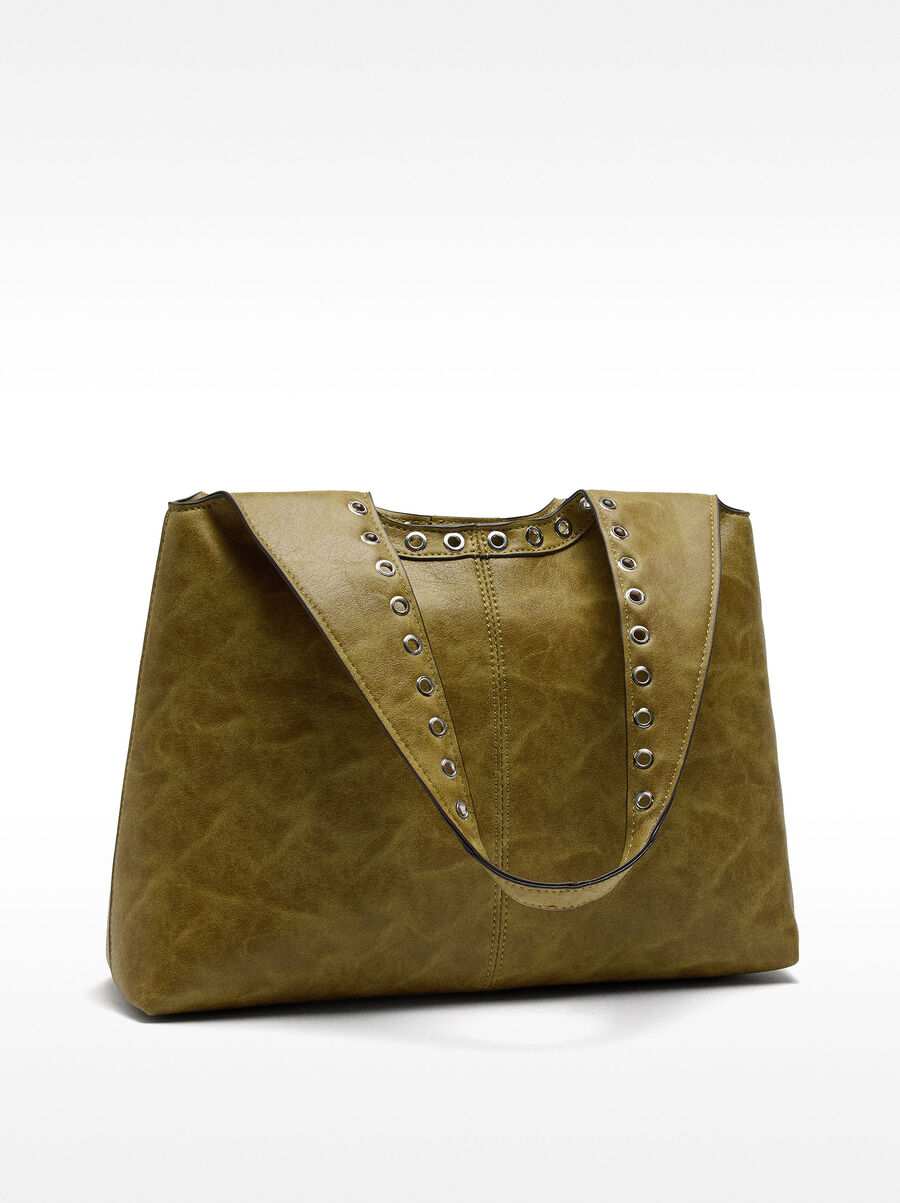 Borsa a spalla craquelé con borchie
