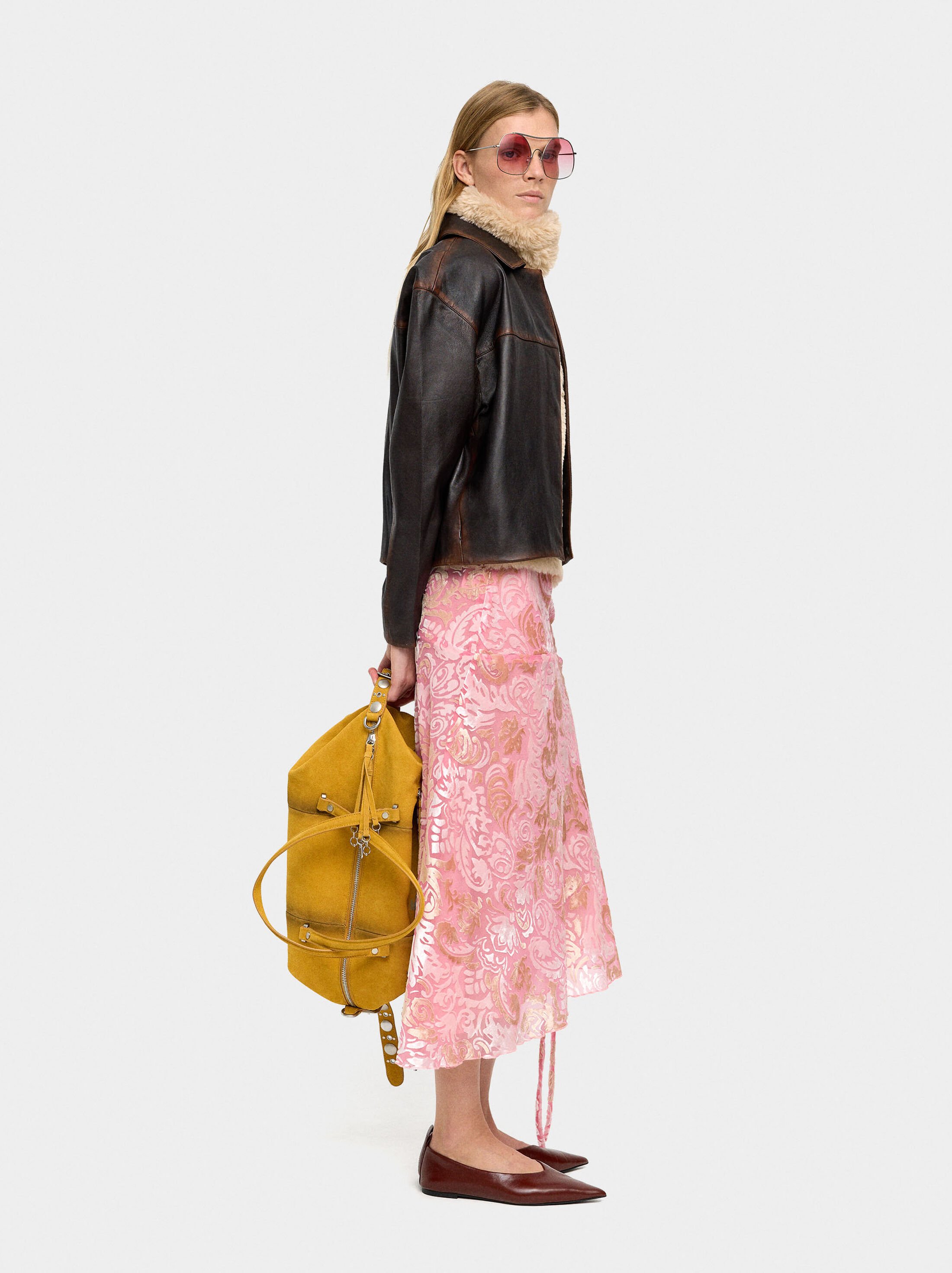 Midi jacquard skirt with leaves image number 0.0