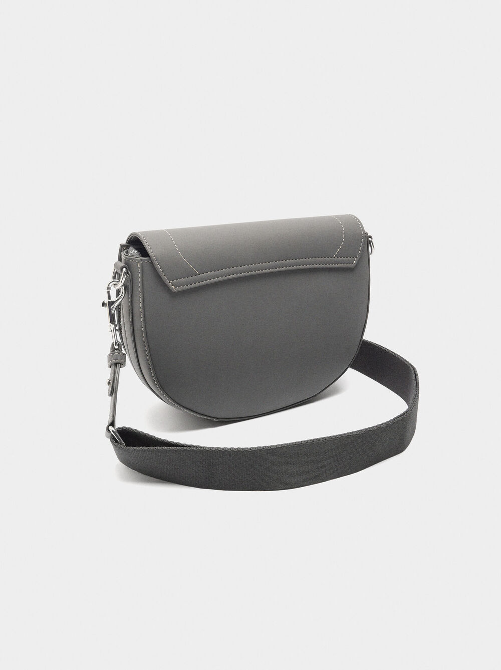 Oval crossbody bag with flap