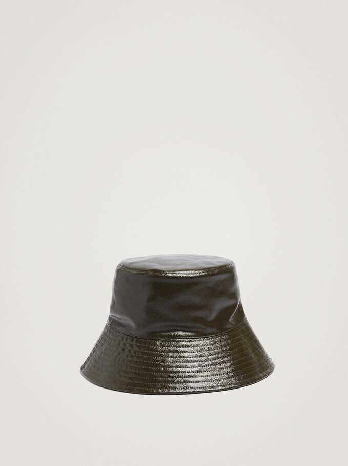Patent Bucket Hat, Khaki, hi-res