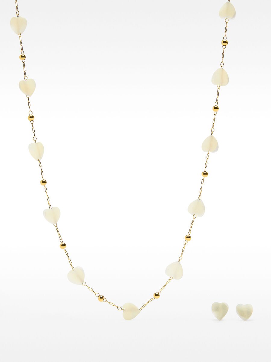 Set de colar com brincos coração - aço inoxidável