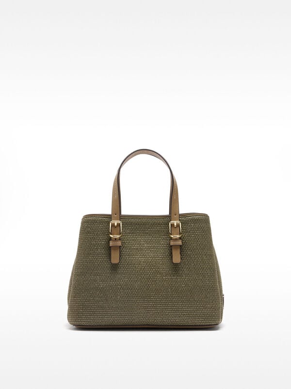 Raffia effect tote bag
