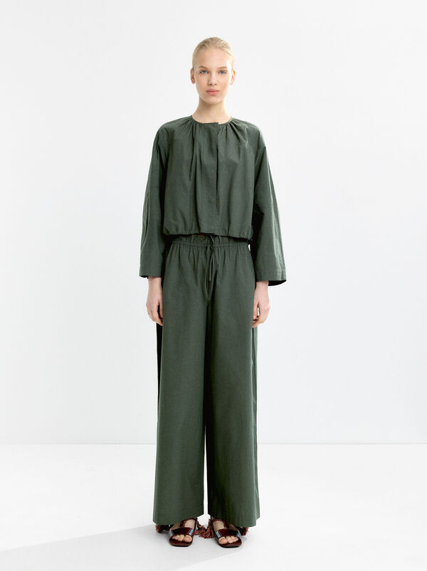 100% cotton trousers with gathering