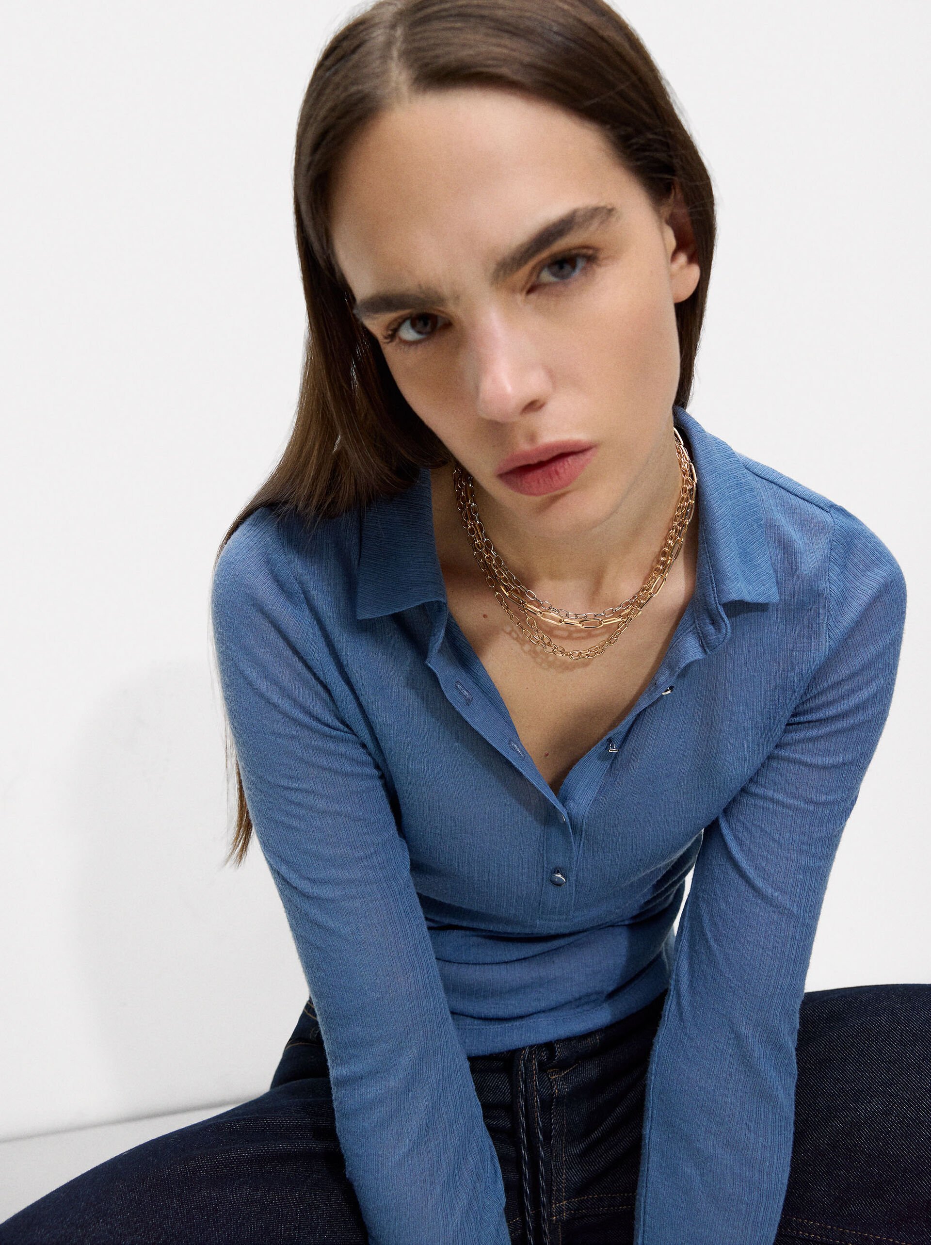 Bicolor link necklace set image number 1.0