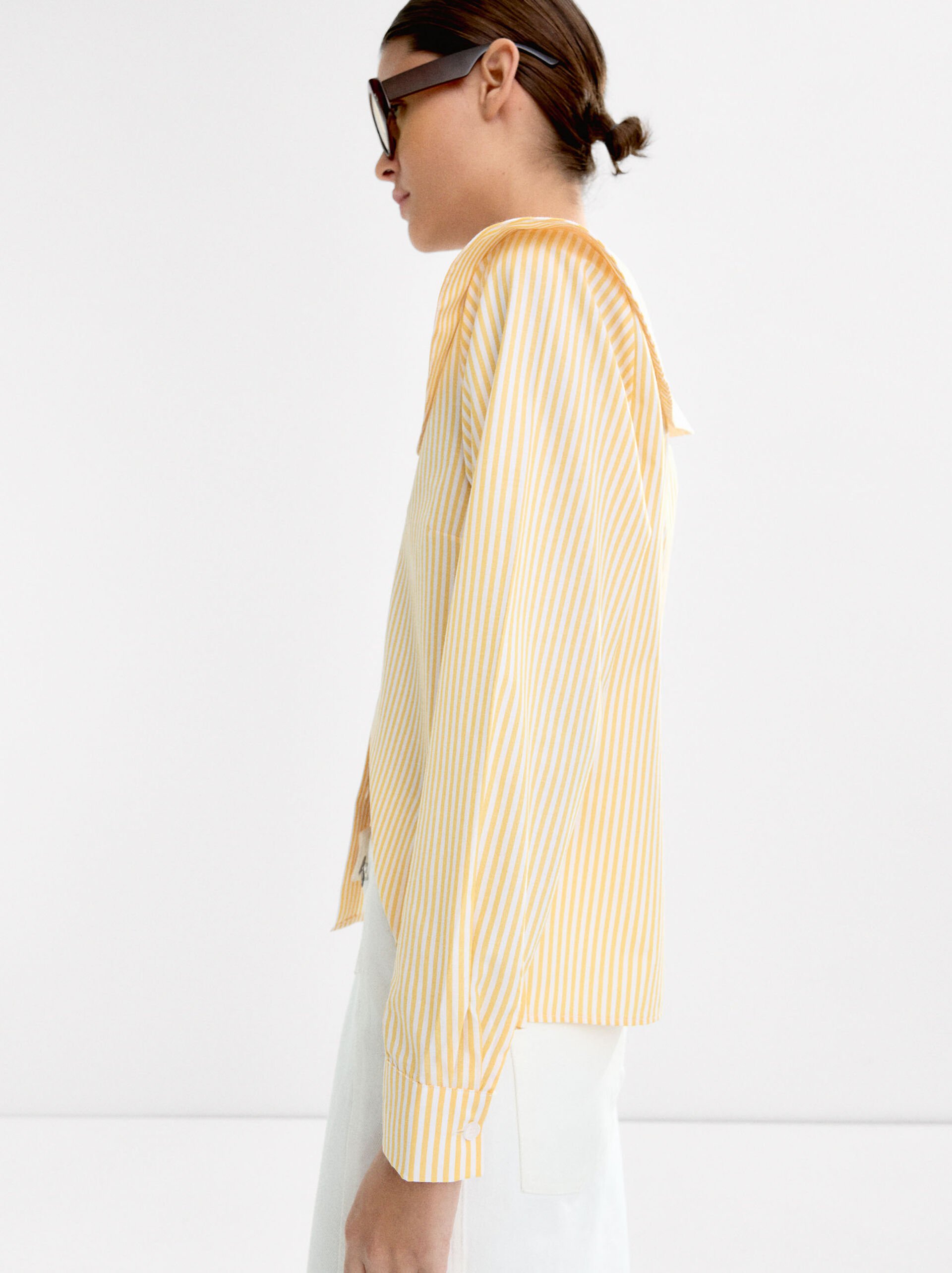 Camicia a righe con colletto da bambino image number 2.0