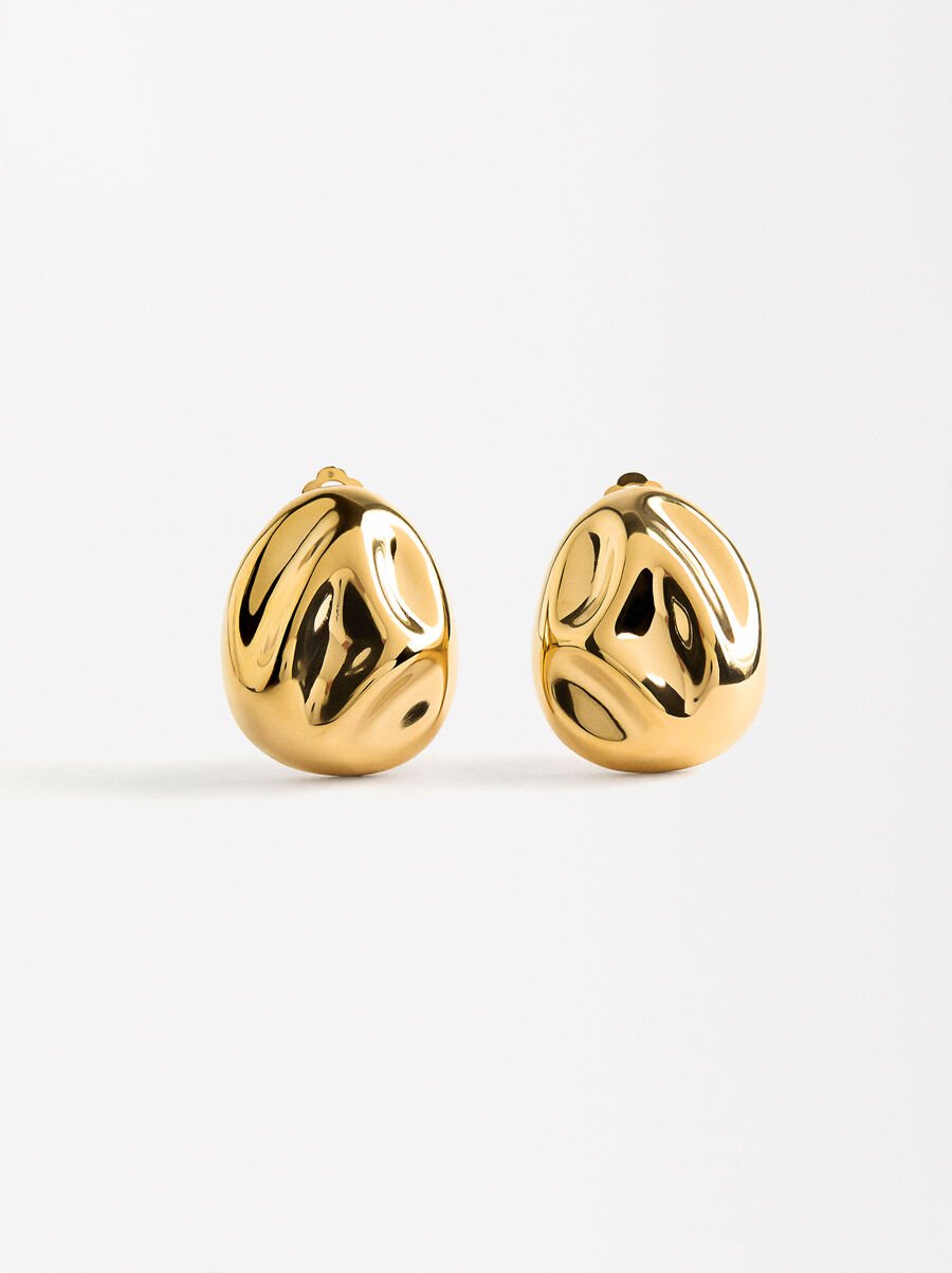 Relief oval earrings - Stainless steel