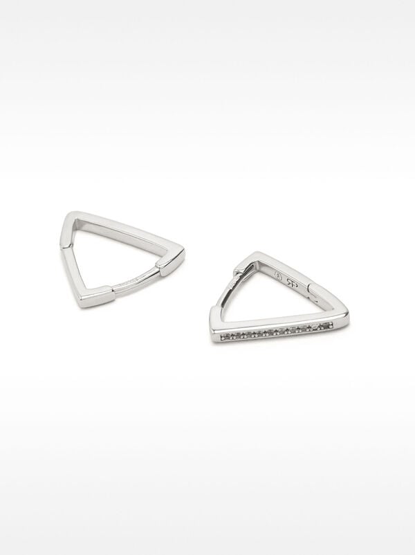Triangular earrings with zirconia - 925 sterling silver
