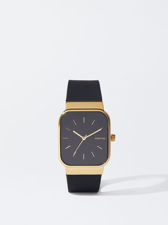 Uhr Mit Armband Aus Silikon, Schwarz, hi-res