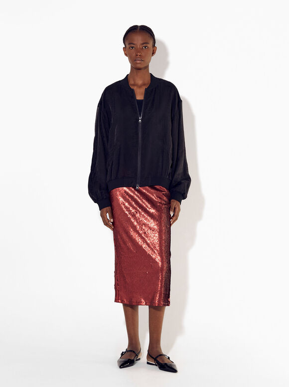 Skirt With Sequins, Red, hi-res