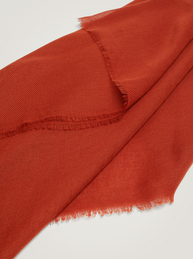 Plain Pashmina Made From Recycled Materials, Orange, hi-res