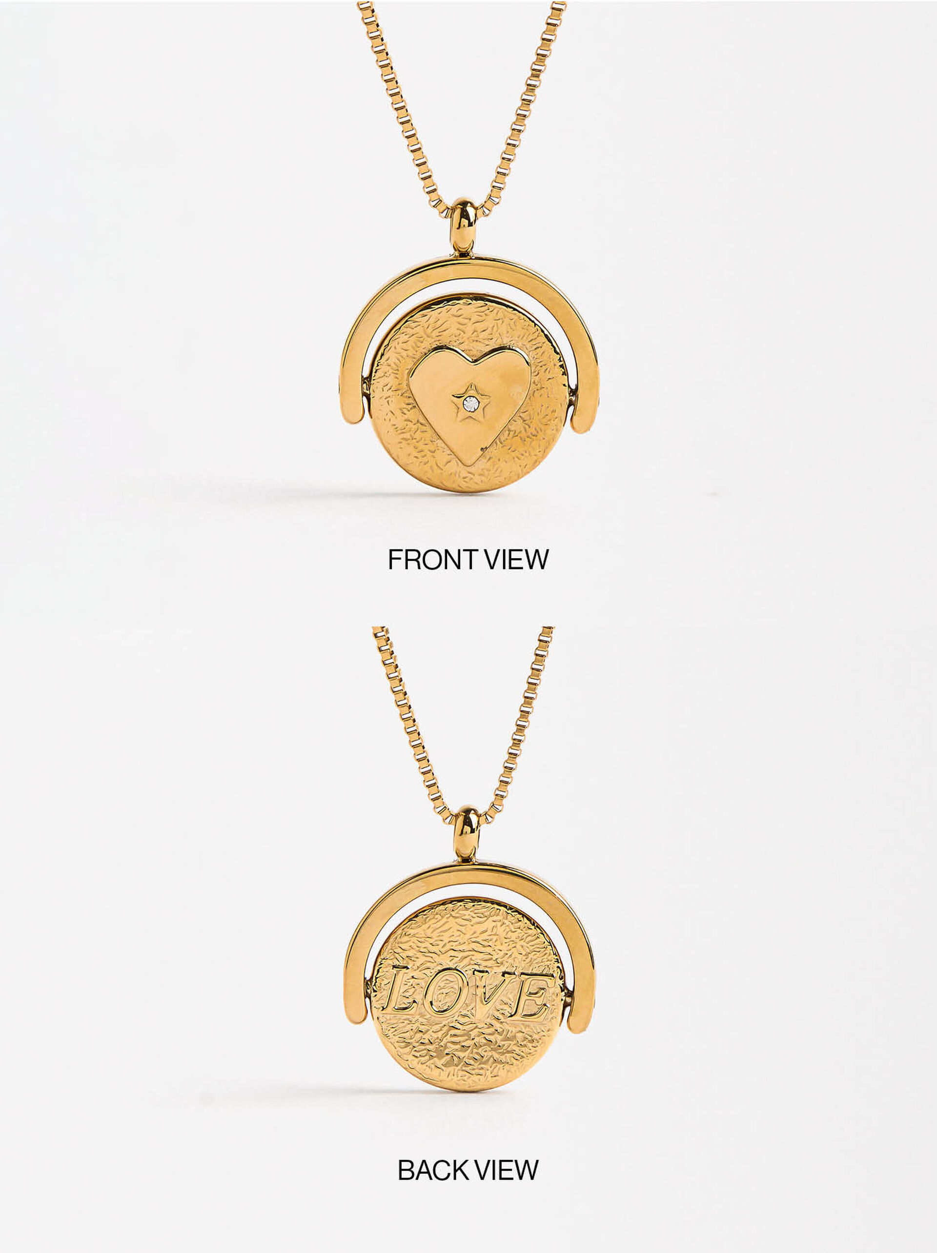 Spinner necklace and earrings set HEART - stainless steel image number 3.0