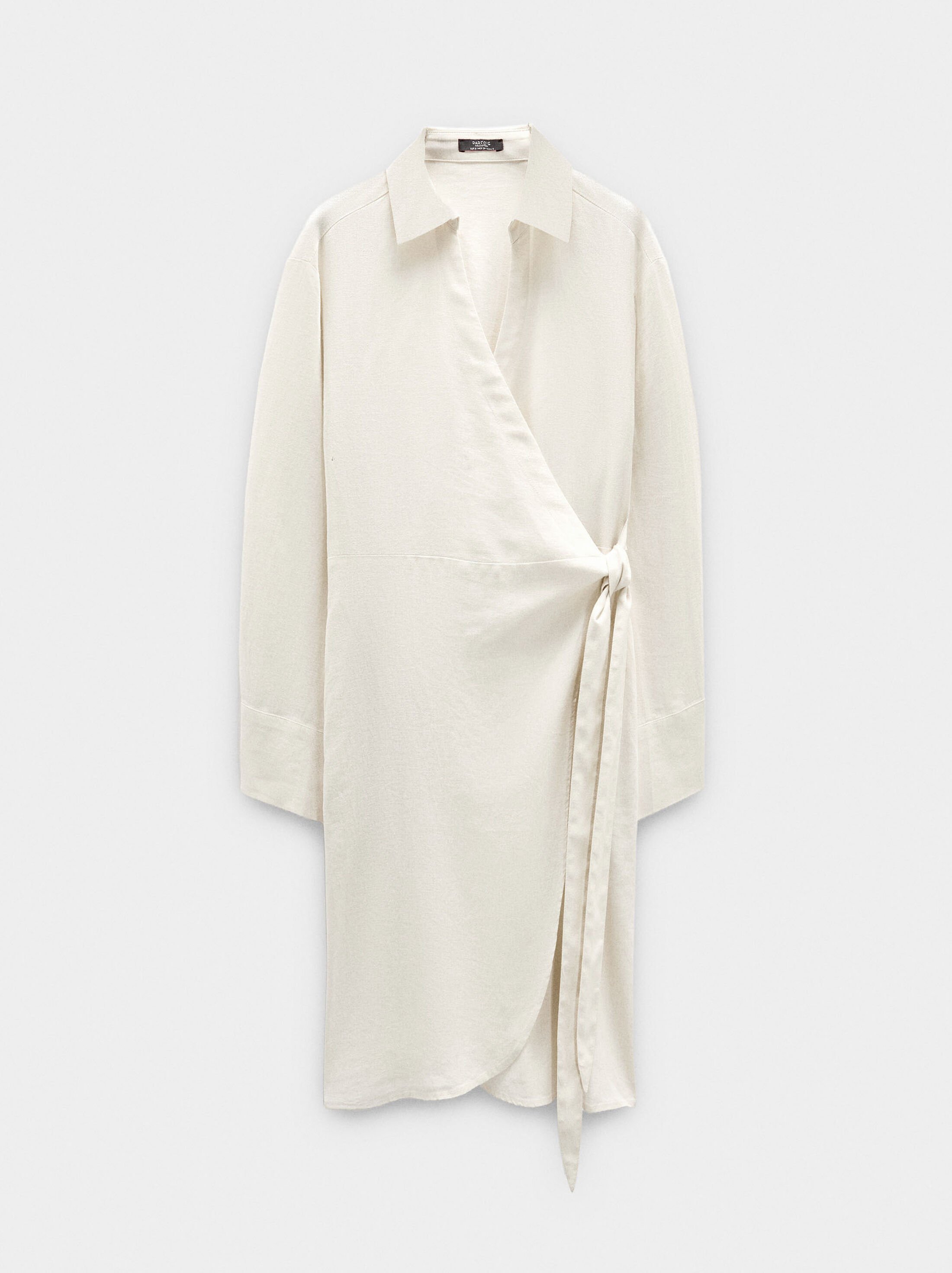 Wrap dress with linen image number 5.0