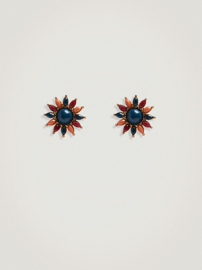 Short Multicolor Flower Earrings, , hi-res