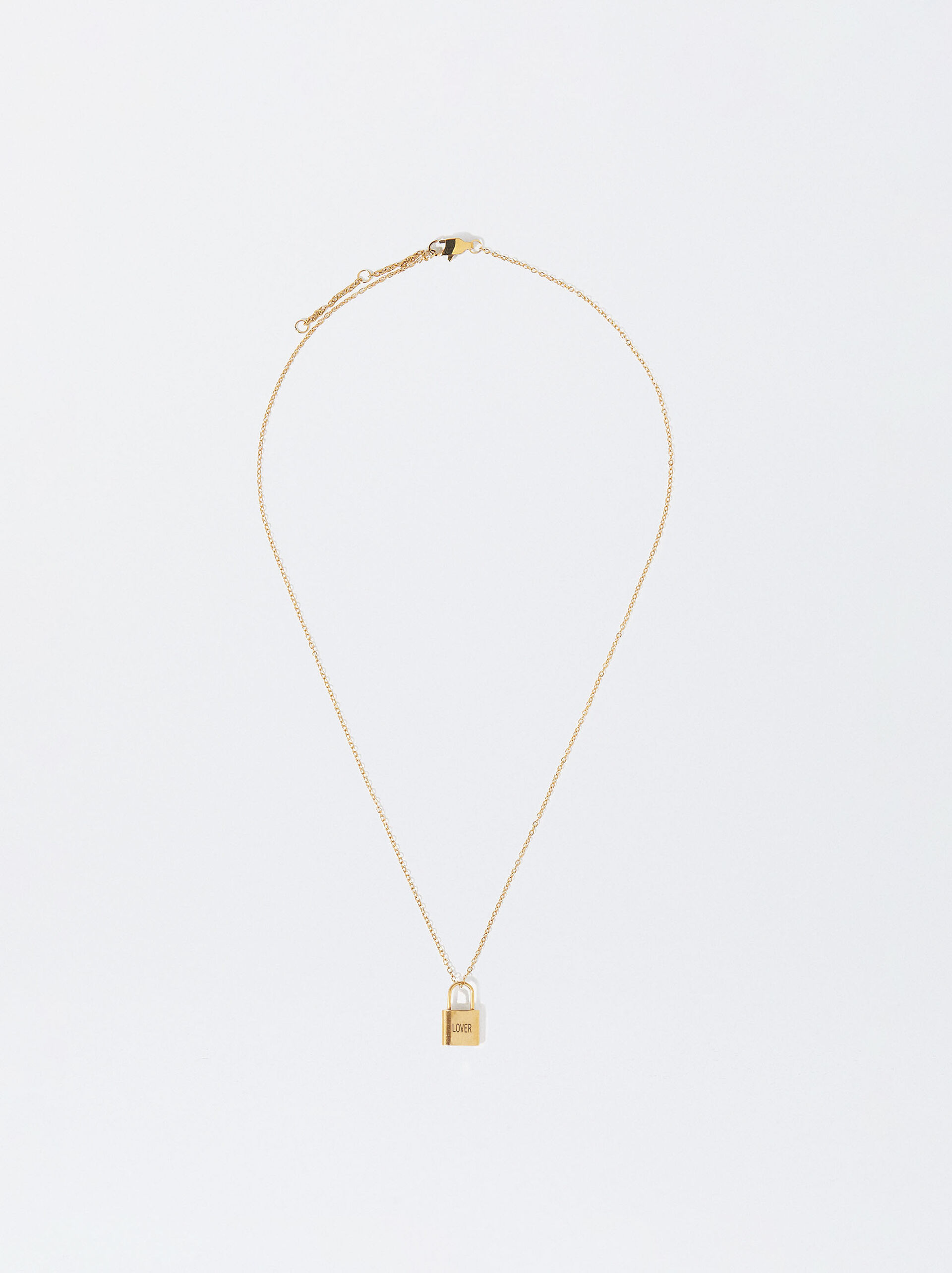 Online Exclusive - Personalized Golden Steel Lock Necklace image number 1.0