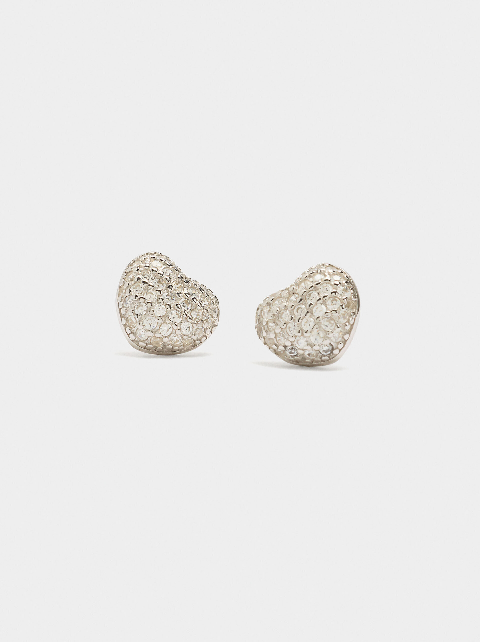 Heart earrings with zirconia - 925 sterling silver image number 1.0