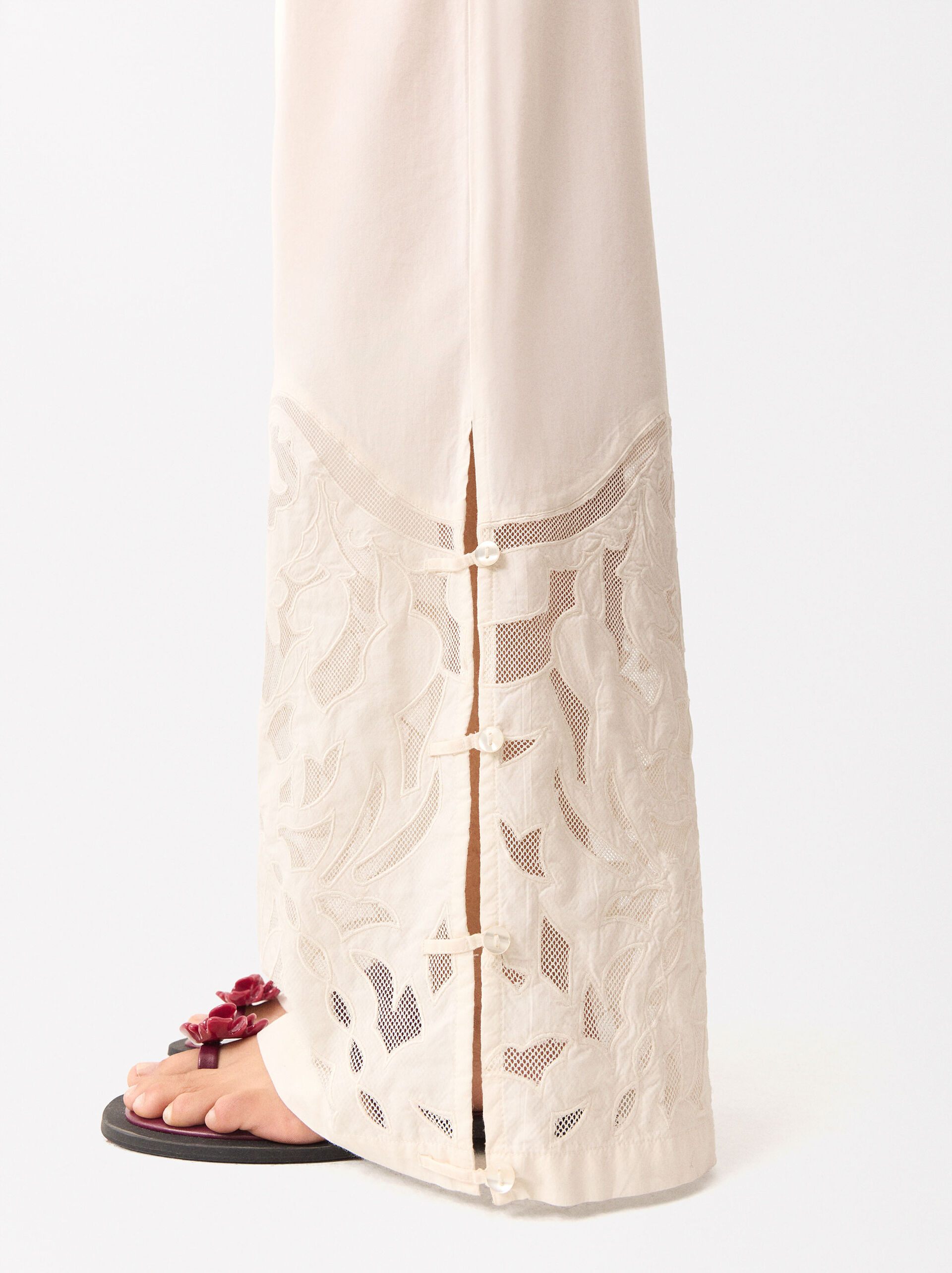 Online Exclusive - Embroidered Cotton Pants image number 1.0