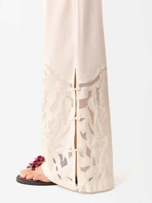 Online Exclusive - Embroidered Cotton Pants